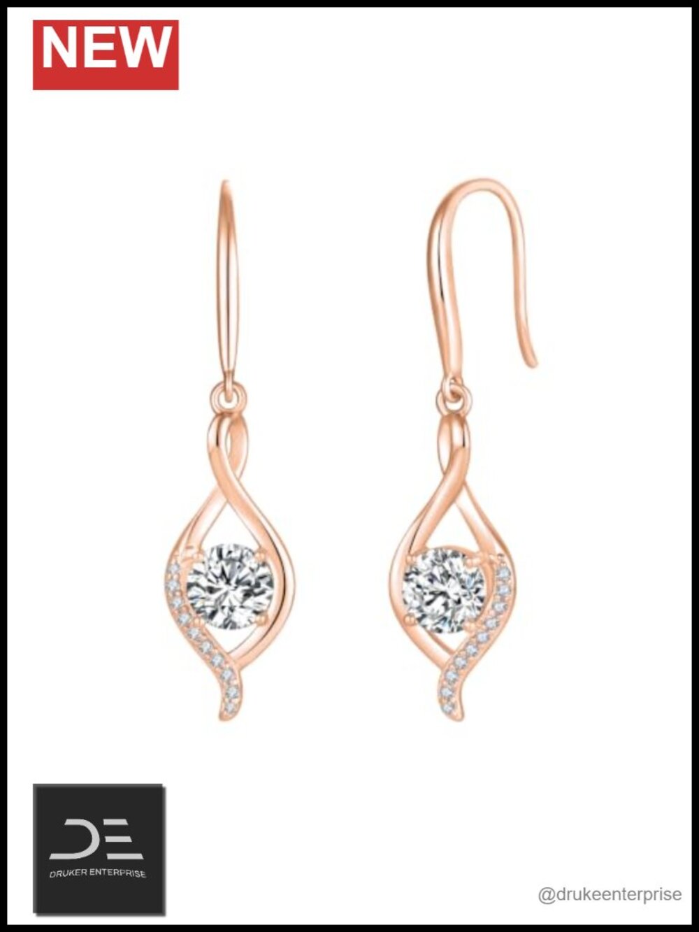 Infinity Design Simulated Diamond Dangle Drop Earrings 925 Sterling Silver 18k
